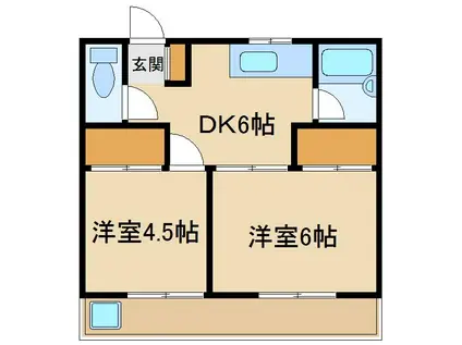 ハイシティ富士見(2DK/2階)の間取り写真