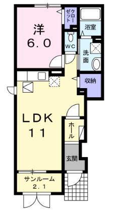 ミルローズ(1LDK/1階)の間取り写真