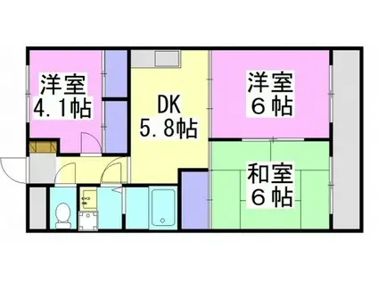 旭グリーンハイツ(3DK/2階)の間取り写真