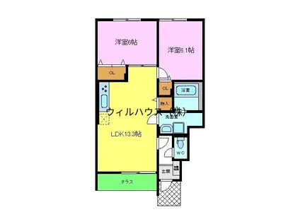パルクエストⅠ番館(2LDK/1階)の間取り写真