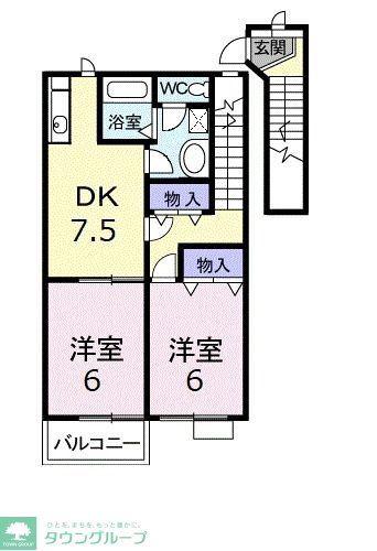 リヴィエールA(2DK/2階)の間取り写真