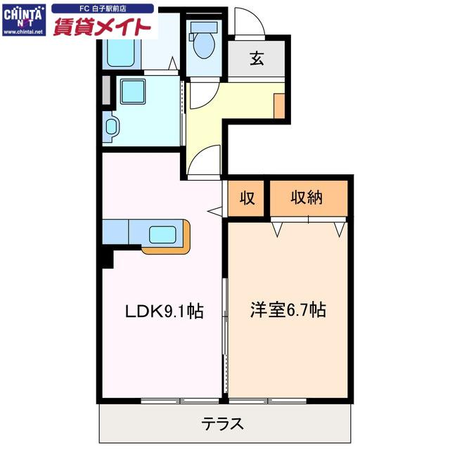 サンガーデン(1LDK/1階)の間取り写真