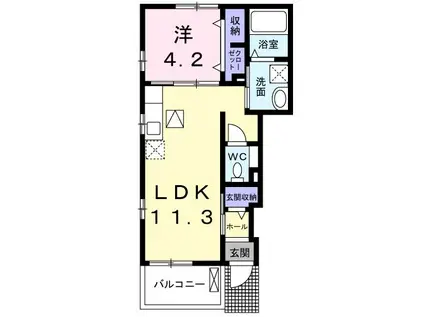 NOBLE CASAII(1LDK/1階)の間取り写真