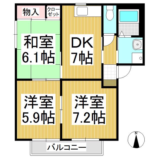 フェリックス・シュタットA(3DK/1階)の間取り写真