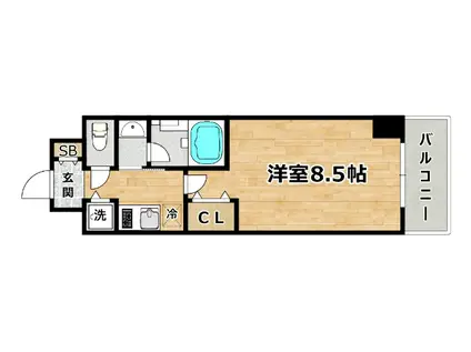 ブロード塚本駅前レジデンス(1K/2階)の間取り写真