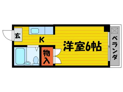 プレイス朱雀(1K/2階)の間取り写真