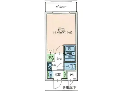 マンションナプール(1K/2階)の間取り写真
