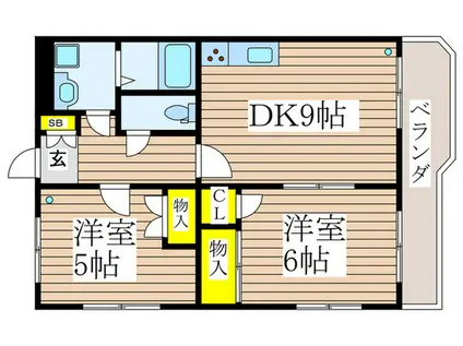 サンハイツ久米川(2DK/2階)の間取り写真