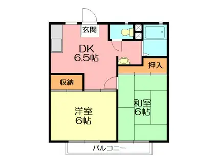 清山荘(2DK/2階)の間取り写真