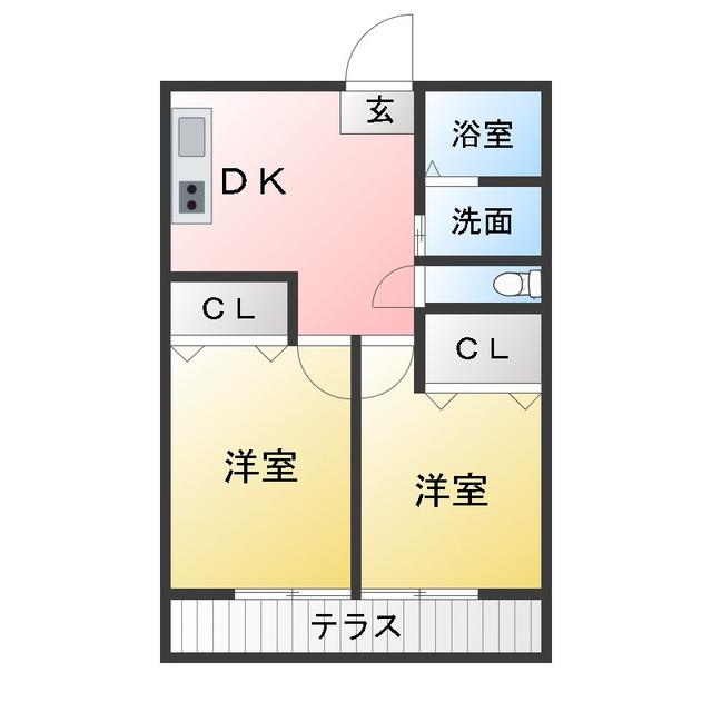 コーポ雪小僧(2DK/1階)の間取り写真