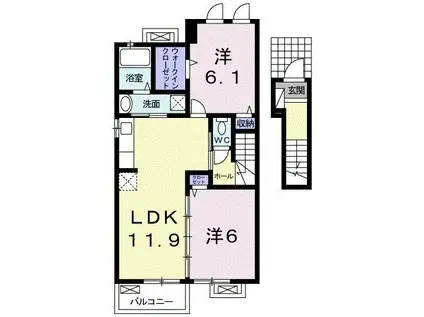 パインフォレスト モーニング(2LDK/2階)の間取り写真