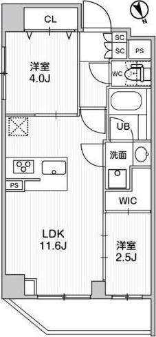 ステージファースト浅草橋IV(2LDK/7階)の間取り写真