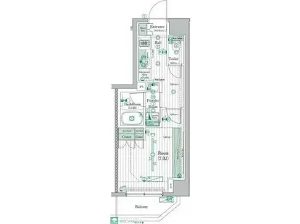 ブライズ高円寺(1K/4階)の間取り写真