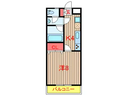 カーム習志野台(1K/1階)の間取り写真