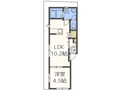 レーヴ宮の森(1LDK/1階)の間取り写真