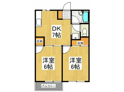 メゾン・ヴェルティ(2DK/2階)の間取り写真