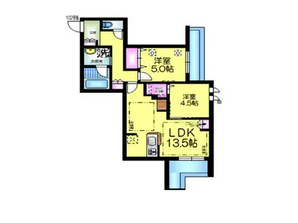 プレミアメゾン(2LDK/1階)の間取り写真