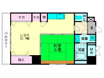 レジデンスカープ博多(1LDK/6階)の間取り写真