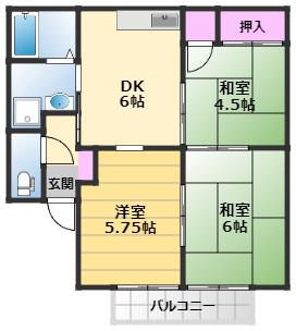サングレース(3DK/2階)の間取り写真