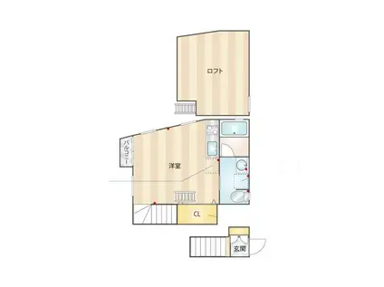 ALICE BERRYII(ワンルーム/2階)の間取り写真