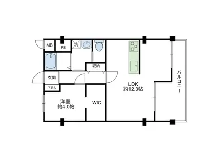 雪ヶ谷第2コーポラス(1LDK/8階)の間取り写真
