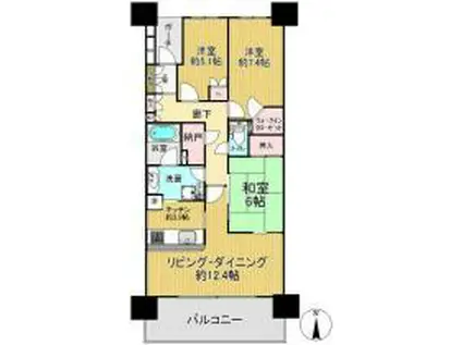 デライトシティブレスコート(2LDK/1階)の間取り写真