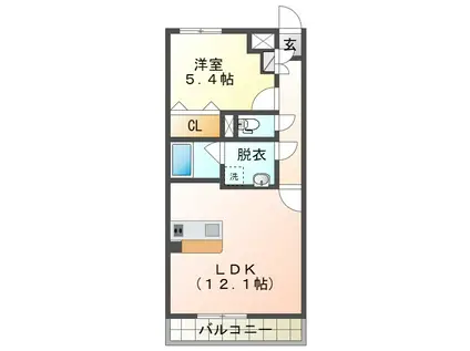 メルローズ寿北1(1LDK/3階)の間取り写真