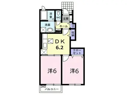 メゾン クレールB(2DK/1階)の間取り写真
