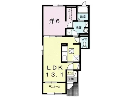 フィオリーレII(1LDK/1階)の間取り写真