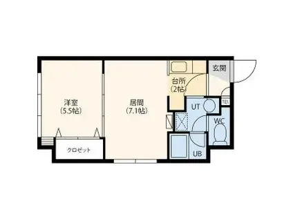 藤井ビル北17条(1LDK/7階)の間取り写真