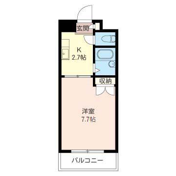 ソレイユ三和(1K/2階)の間取り写真
