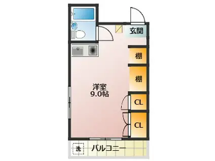 ブレアハウス(ワンルーム/2階)の間取り写真