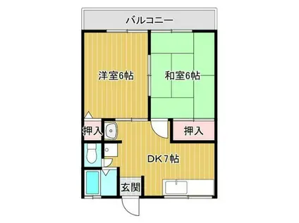 シティハイムバイオレット(2DK/2階)の間取り写真