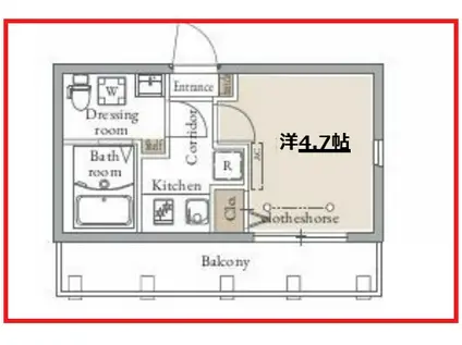 ライブフラット千駄木(1K/5階)の間取り写真