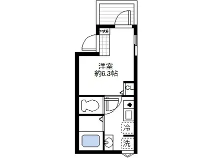 メルディア川崎(1K/1階)の間取り写真