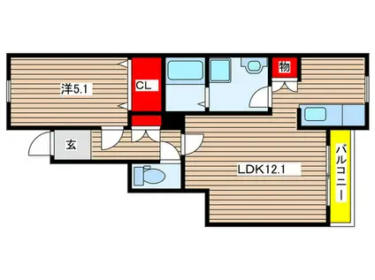 ポルトラフィネ(1LDK/1階)の間取り写真