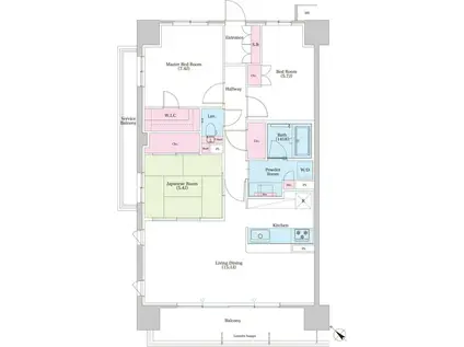 パークナードフィット津雲台(3LDK/2階)の間取り写真