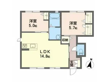 シャーメゾンアゼリアABC棟(2LDK/1階)の間取り写真