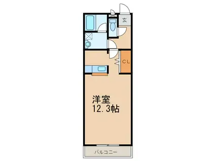 ボヌール・メゾン(ワンルーム/2階)の間取り写真