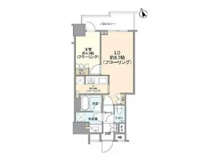 クオリア千代田御茶ノ水(1LDK/8階)の間取り写真