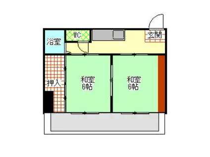 花活ビル(2K/4階)の間取り写真