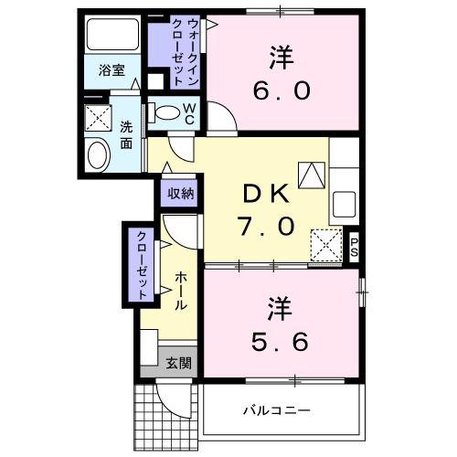 メゾン・アルモニーB(2DK/1階)の間取り写真