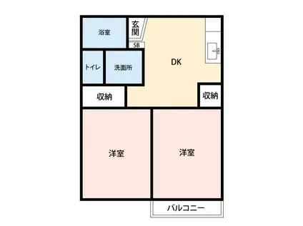 クレシオン友井(1K/2階)の間取り写真