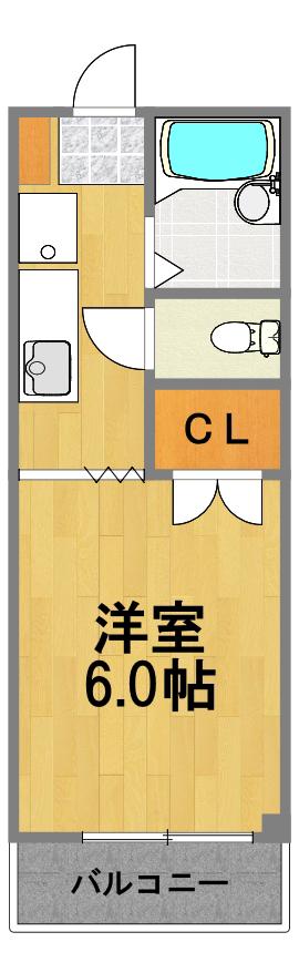 ハイレックスシャトー(ワンルーム/3階)の間取り写真