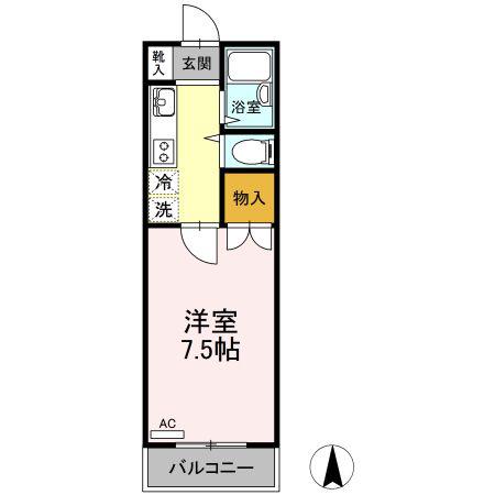 メゾン本庄 A棟(1K/2階)の間取り写真