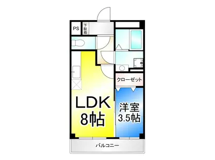 イーグル東口マンション (1LDK/1階)の間取り写真