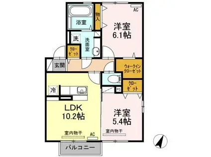 グレイスコートII(2LDK/2階)の間取り写真