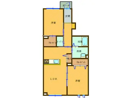 サンモール・フェリシア(2LDK/1階)の間取り写真