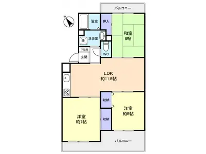 ボア・クレールA(3LDK/2階)の間取り写真