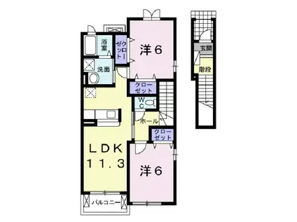 サンクレスト(2LDK/2階)の間取り写真